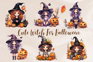 Cute Witch For Autumn Halloween