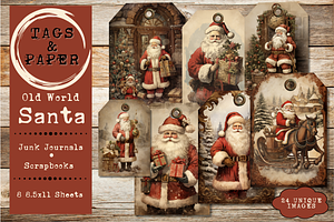 Vintage Santa Tags And Paper