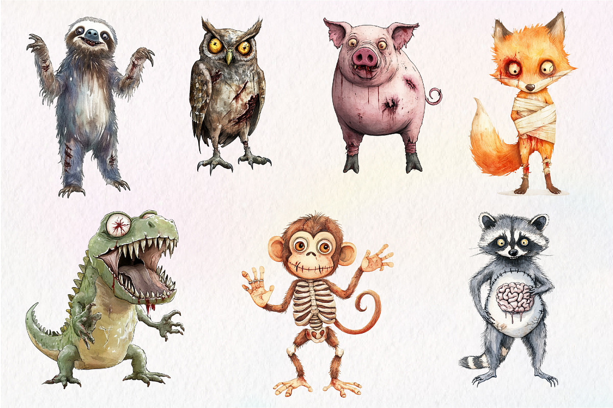 Zombie Animals Clipart PNG, an Illustration by Dream Creation (Photo 2 of 5)