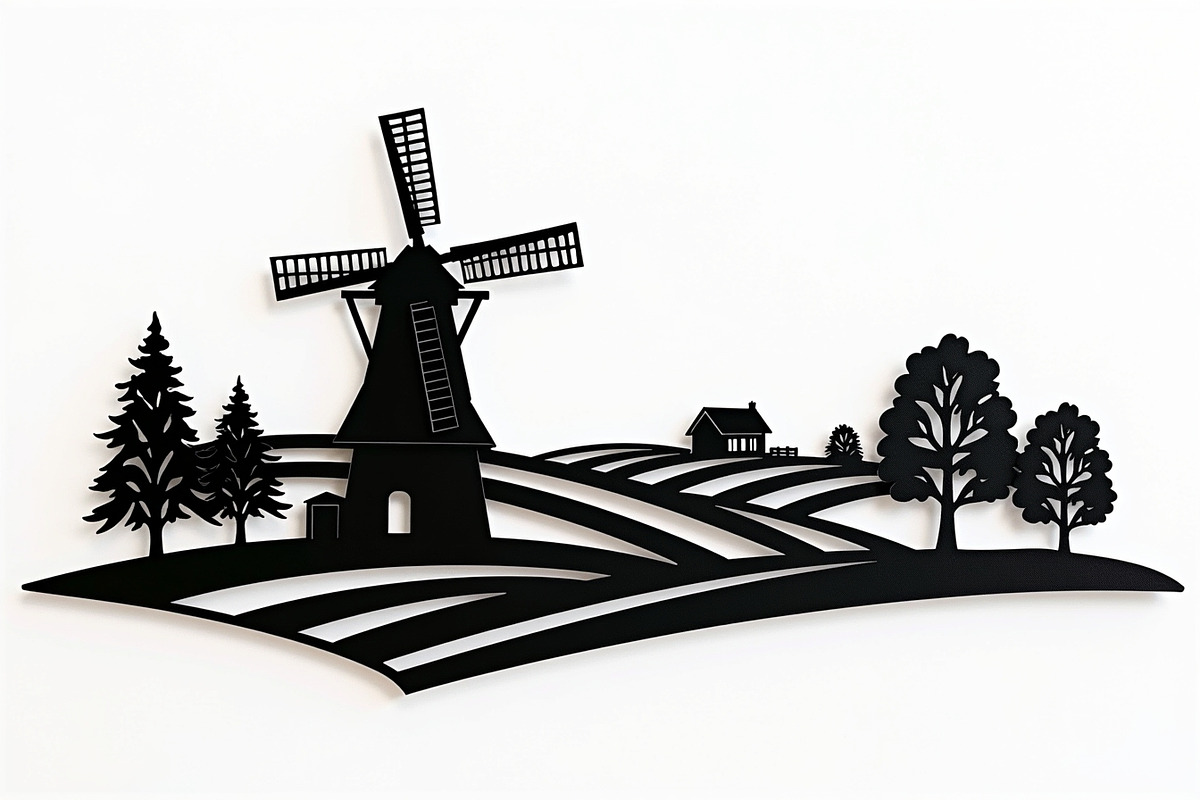 Dutch Windmill Field Set, an Illustration by jahid234 (Photo 8 of 10)