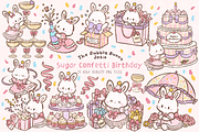 Confetti Bunny Birthday Clipart, an Animal Illustration by Blumensdiary (Thumbnail 1 of 6)