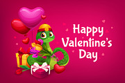 Valentine Day greeting card, snake, an Illustration by Buch&Bee (Thumbnail 3 of 3)