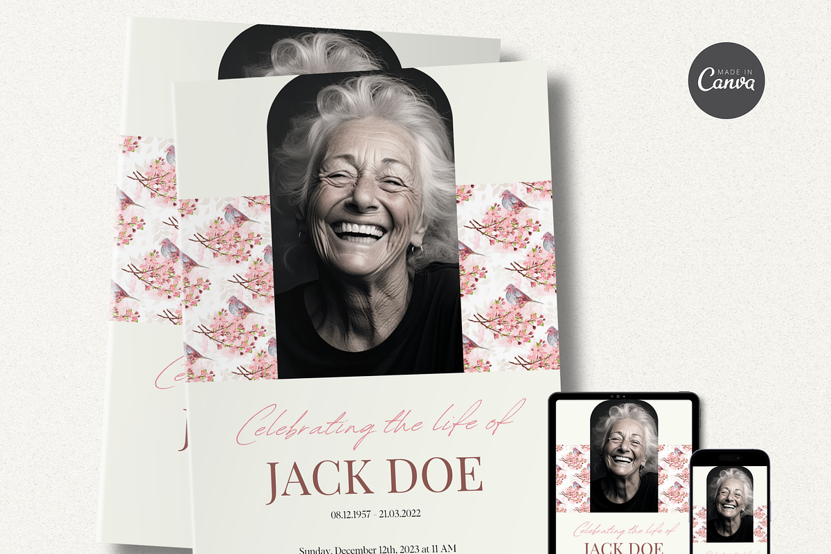 Funeral Program Template Set I Canva, an Invitation Template by The Social Stuff (Photo 2 of 10)