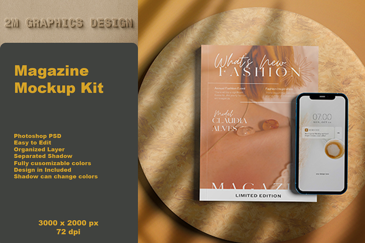 Magazine Mockup Kit, a Print Template by 2M GRAPHICS DESIGN (Photo 1 of 19)