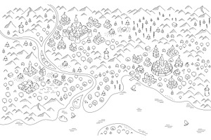 Medieval map with lake and river, an Illustration by Ilia Design
