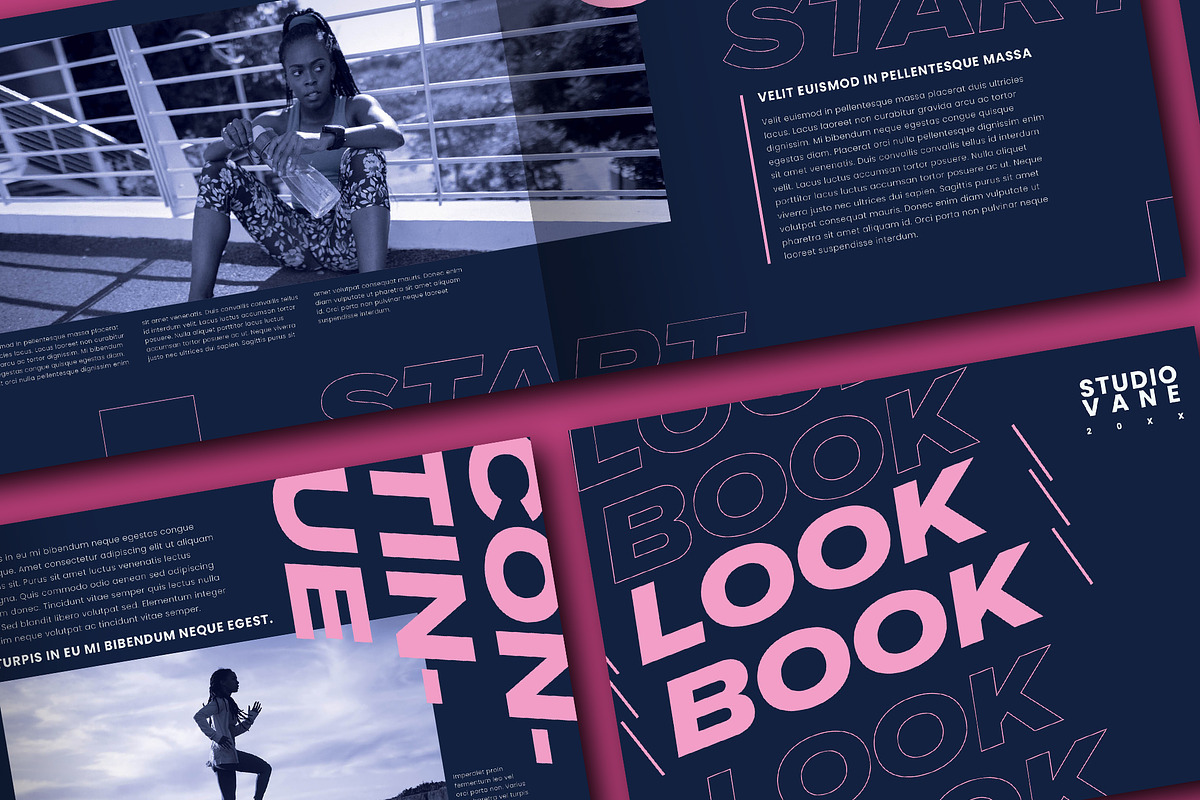 Navy Look Book with Pink Accents, a Print Template by wavebreak