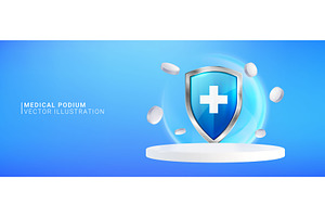 White 3D podium stage with medical, an Object Illustration by art PVP - market