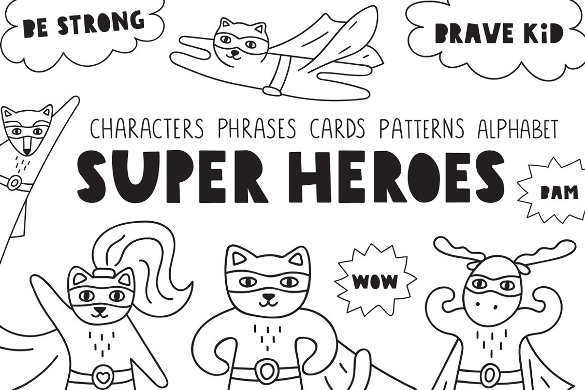 Super heroes. Kids edition., an Animal Illustration by cutelevindesign (Photo 1 of 13)