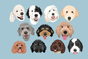 Labradoodle Goldendoodle Clip Art, an Illustration by Putnam Road Art (Thumbnail 2 of 3)