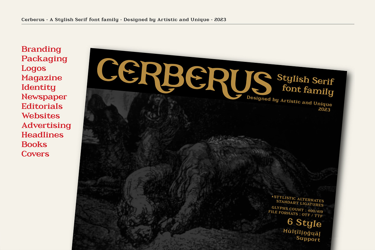 Cerberus - Serif font family, a Serif Font by Artistic & Unique (Photo 12 of 15)