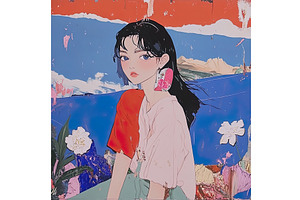 Female with Heart Earring against, an Object Illustration by Lermont51