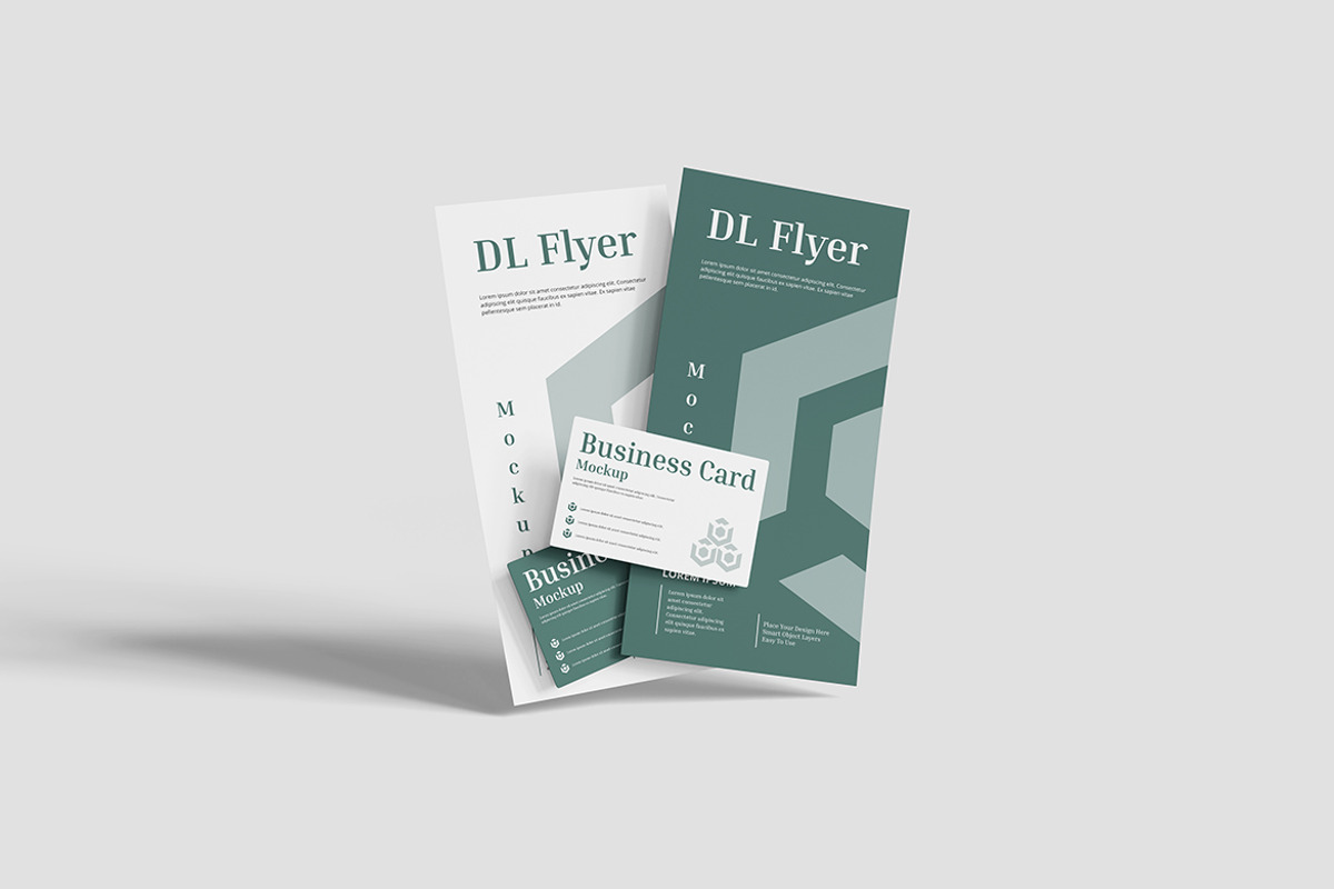 DL Flyer With Business Card Mockup, a Product Mockup by Indah
