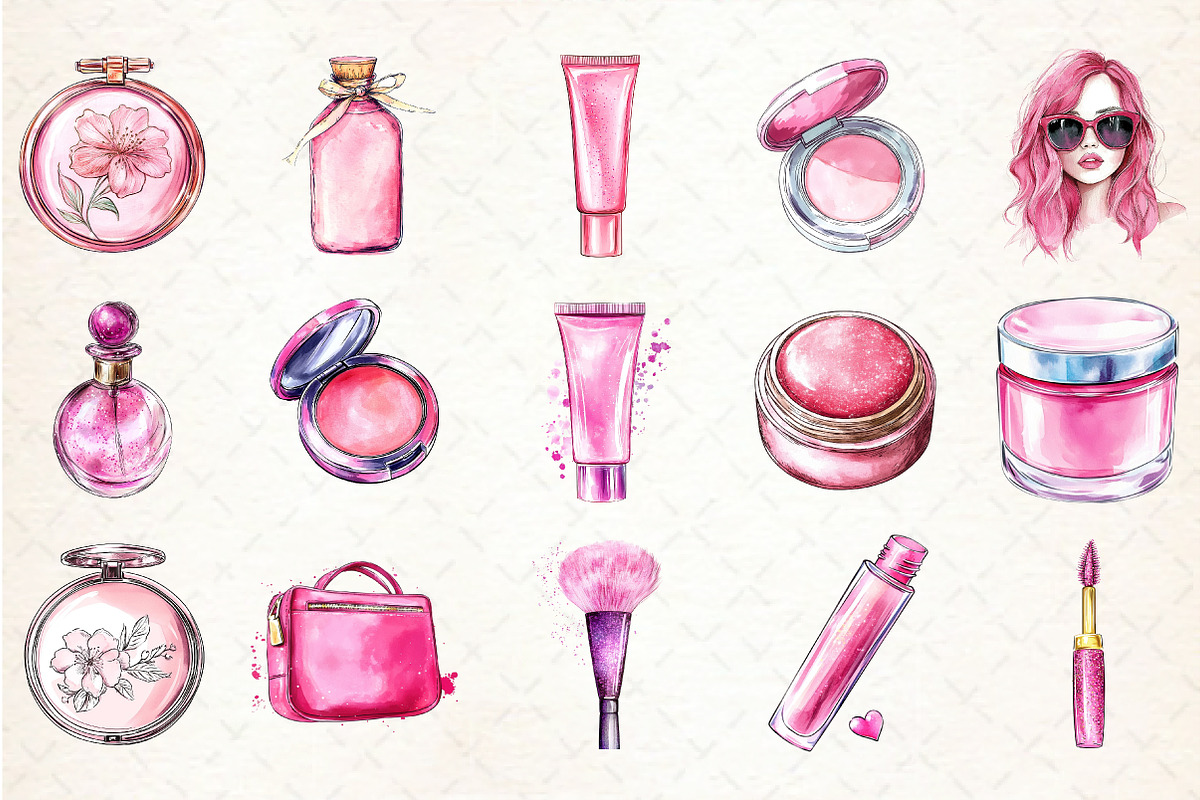 Pink Cosmetic and Fashion Clipart PN, an Illustration by Libby Wishes (Photo 3 of 4)