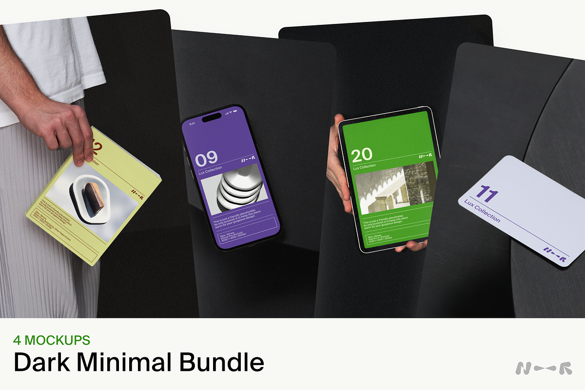 Dark Minimal Bundle, an Advertising Mockup by New—Renew (Photo 1 of 5)