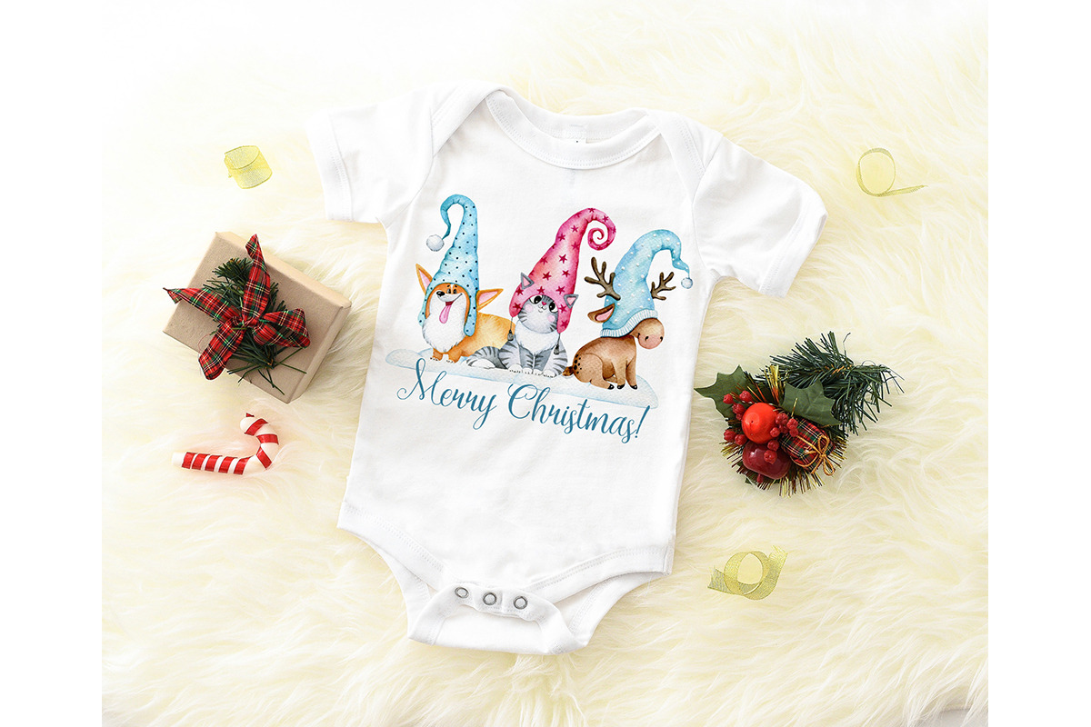 Cute Christmas Gnomes Clipart, an Animal Illustration by SimpleWishesArt (Photo 9 of 9)
