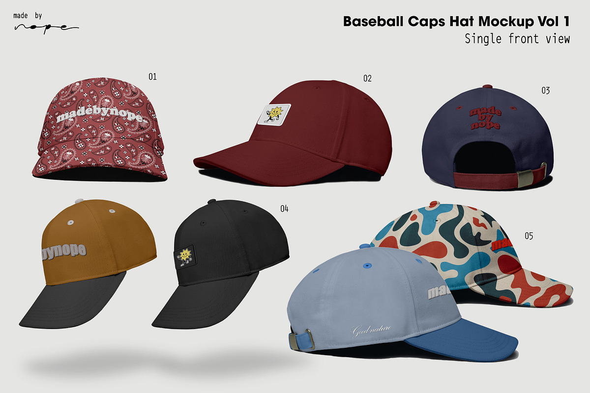 Baseball Caps Hat Mockup Vol 1, a Hat Mockup by made_by_nope (Photo 2 of 29)