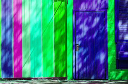 multi-colored wooden wall and door in the house, Kiev, Ukraine, an Abstract Photo by TanaCh