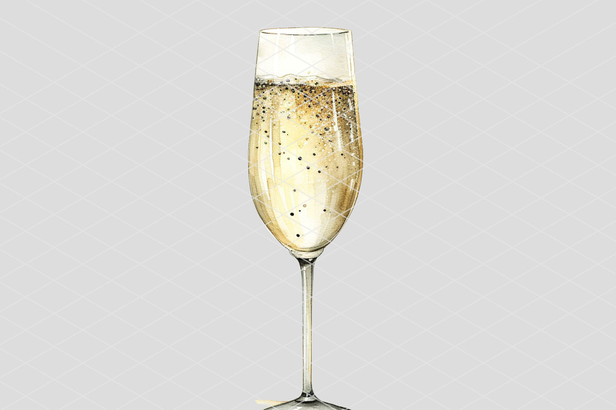 Champagne Watercolor Illustration, an Illustration by 1801Prints (Photo 2 of 4)