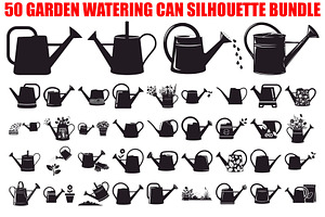 50 Garden Watering Can Silhouette bu, an Illustration by Designer_Momina
