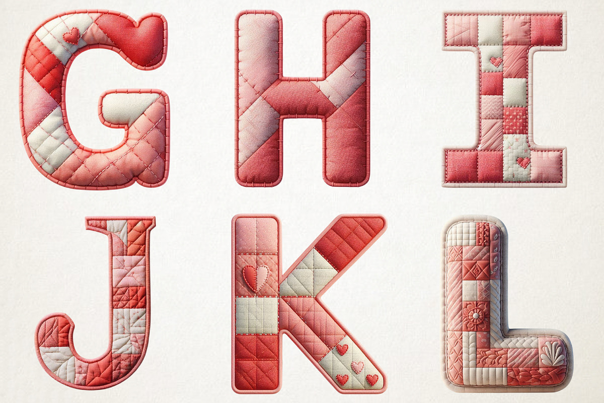 Valentine Patchwork Alphabet PNG, an Illustration by RobertsArt (Photo 3 of 7)