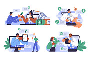 Doctors during online calls set, a Healthcare Illustration by Good Studio (Thumbnail 1 of 5)
