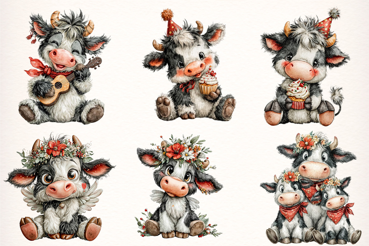 Whimsical Quirky Cow Clipart Png, a Transportation Illustration by Digital Artistic99 (Photo 2 of 7)