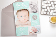 Baby Blue birth announcement card, a Card Template by ThePaperOwl (Thumbnail 2 of 2)