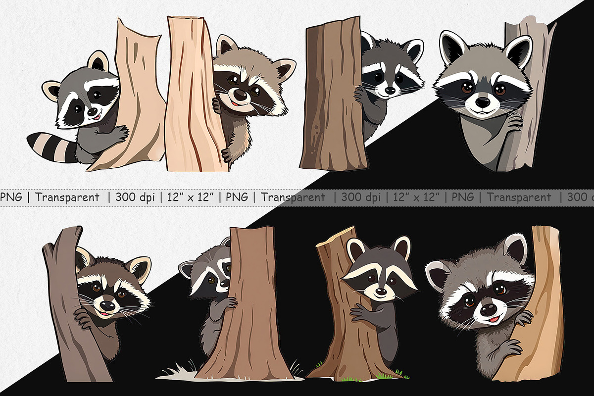 Peeking Raccoon Clipart, a Graphic by Artnoy (Photo 2 of 5)