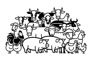 Various farm animals togeter., an Animal Illustration by yod67