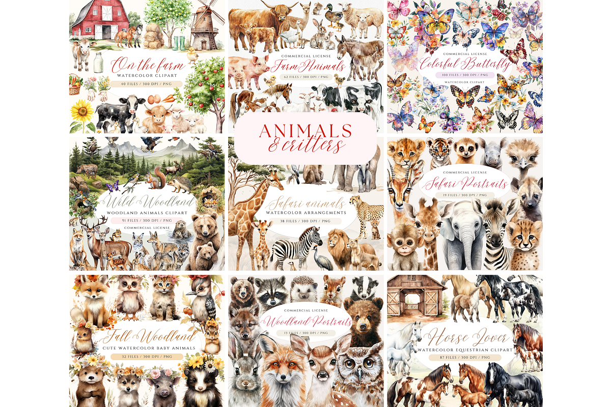 Watercolor Clipart Whole Shop Bundle, a Seasonal Illustration by ClipArtCharm (Photo 8 of 9)