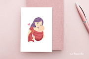 Mom and baby - pattern & cliparts, a Healthcare Illustration by Brzozowska (Thumbnail 5 of 9)