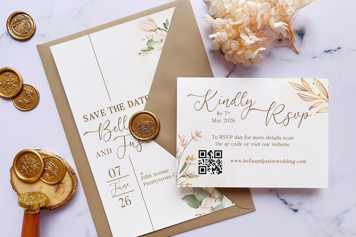Peach & Blossom Wedding Suite, an Invitation Template by BlueRobinDesignShop (Photo 3 of 5)