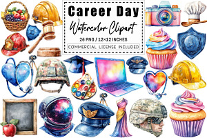 Watercolor Career Day Clipart, a Graphic by CitraGraphics