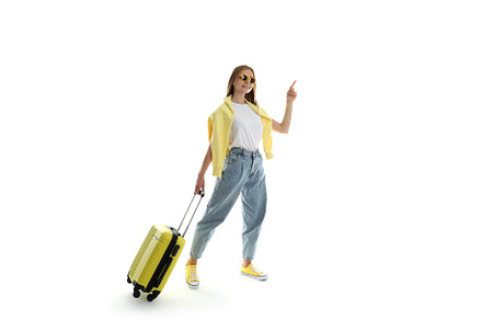 Attractive girl isolated on white background, travel concept, a Person Photo by AtlasStudio PRO
