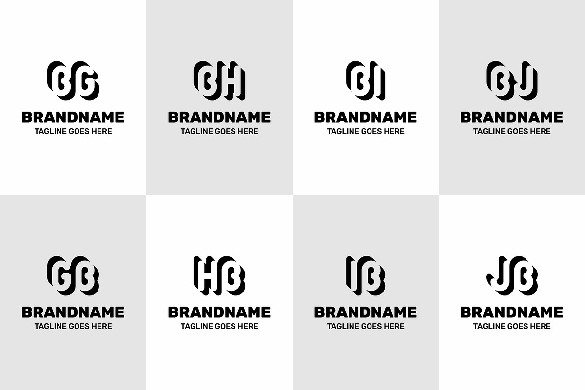 Letters BG GB BH HB BI IB BJ JB Logo, a Branding & Logo Template by Pray Art Design Studio (Photo 1 of 2)