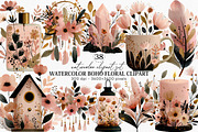 Watercolor Boho Floral Clipart, an Illustration by Canvas Craft (Thumbnail 1 of 6)