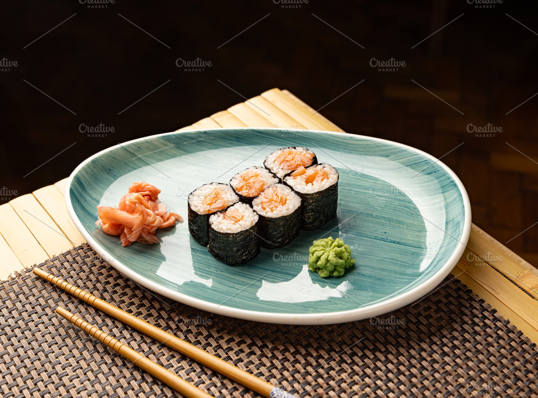 Hosomaki rolls with salmon, a Photo by Grafvision photography