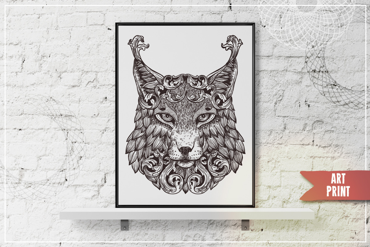 Ornamental Hand Drawn Lynx, an Animal Illustration by alexrockheart (Photo 2 of 3)