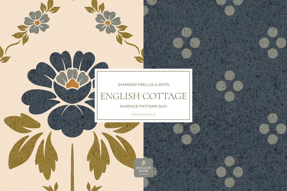 Vintage Blue Cottage Floral Patterns, a Pattern Graphic by Eclectic Anthology (Photo 6 of 16)