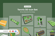Courtix - Tennis 3D Icon Pack, a Sport Illustration by twinstd (Thumbnail 1 of 6)