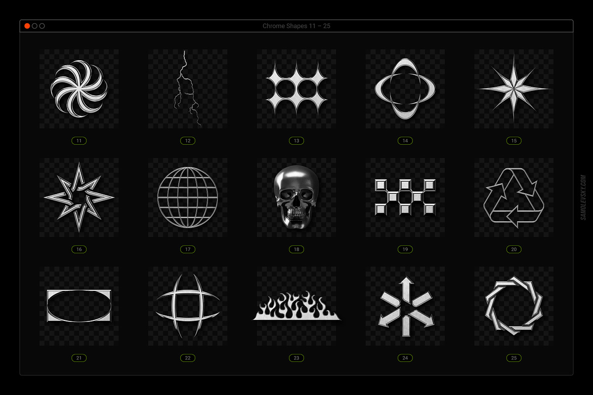 Acid & Chrome Abstract Shapes Bundle, an Object Graphic by Samolevsky (Photo 6 of 25)