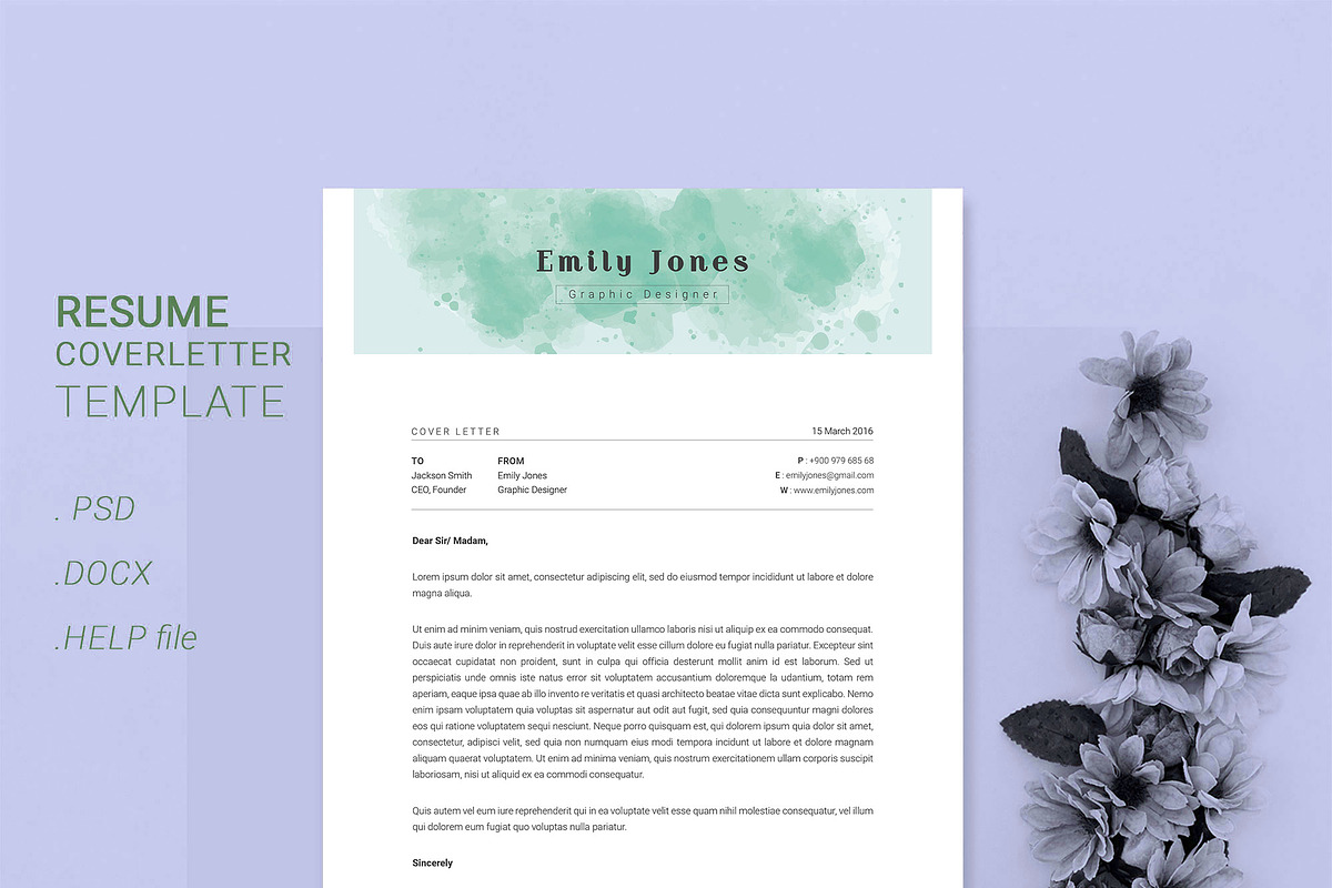 Water Color CV-Resume Tempalate *C, a Resume Template by Showy68 Template (Photo 3 of 3)