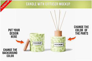 Candle With Diffuser Mockup PSD, a Cups & Container Mockup by Bruno's Shop