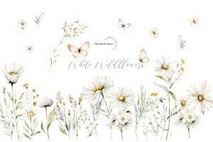 Daisy Wildflowers Butterfly Clipart