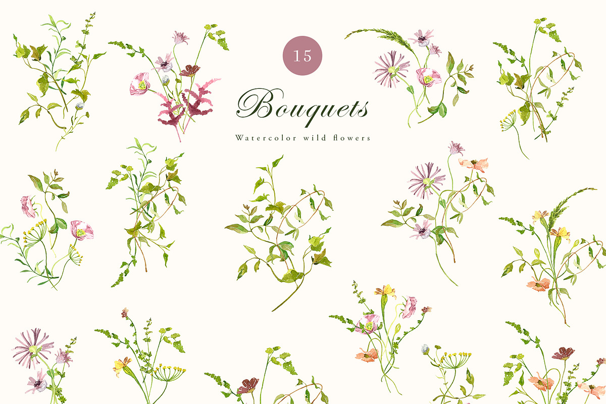 Watercolor wildflower, dried botany, a Decorative Illustration by MariGraphic boutique (Photo 3 of 12)