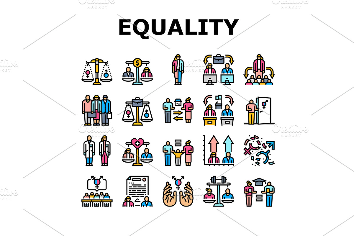 gender equality empowerment icons, an Education Illustration by pikepicture