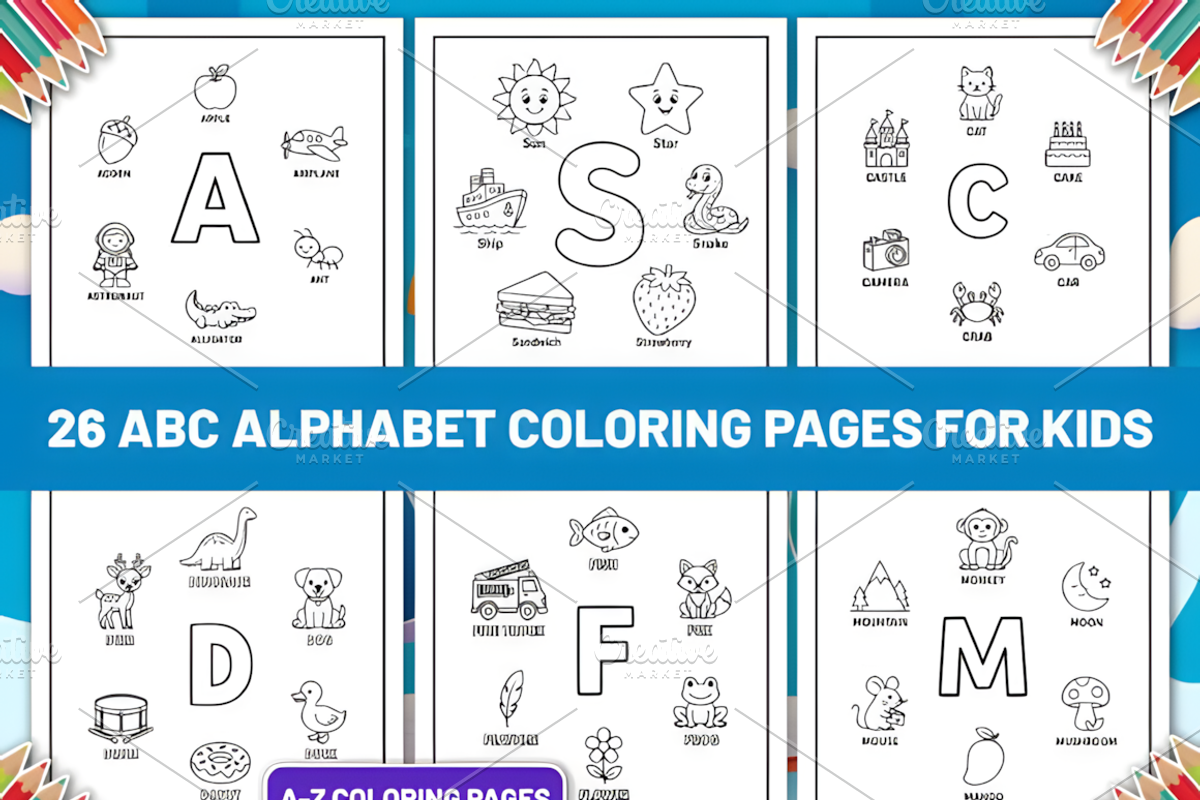 ABC Alphabet Coloring Pages for Kids, a Decorative Illustration by Coco Bloom (Photo 2 of 3)