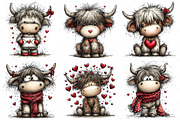Highland Cow Valentine Clipart Png, an Illustration by Craft Nest (Thumbnail 8 of 11)
