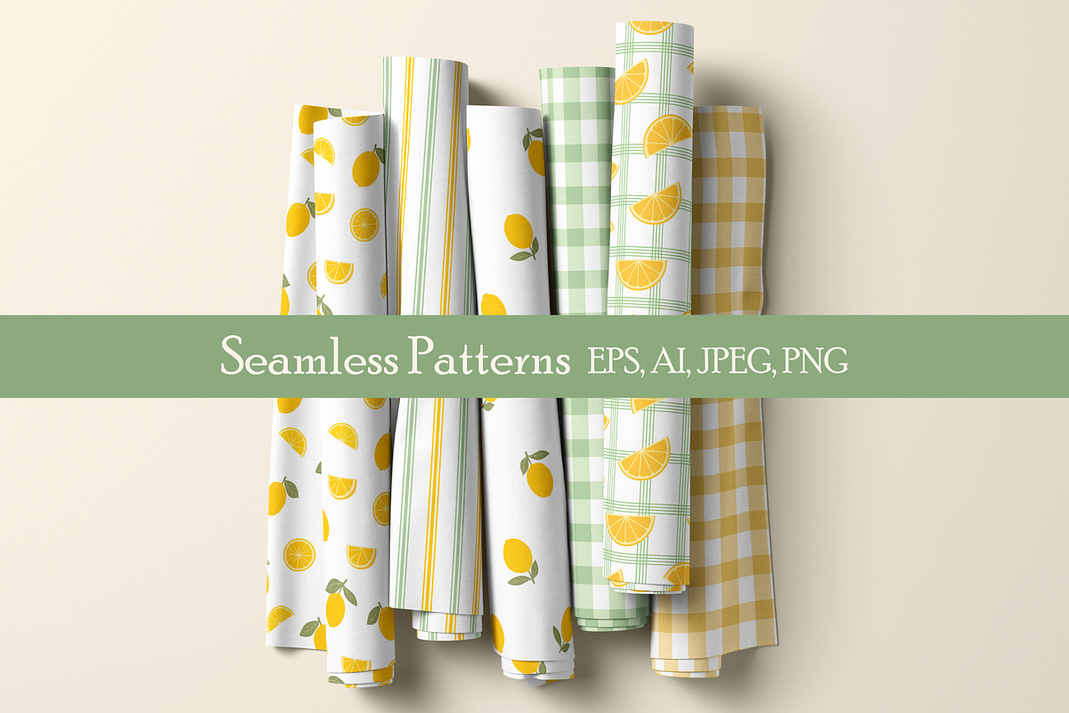 Lemon Garden Seamless Patterns, a Pattern Graphic by EltaMaxArt (Photo 4 of 6)