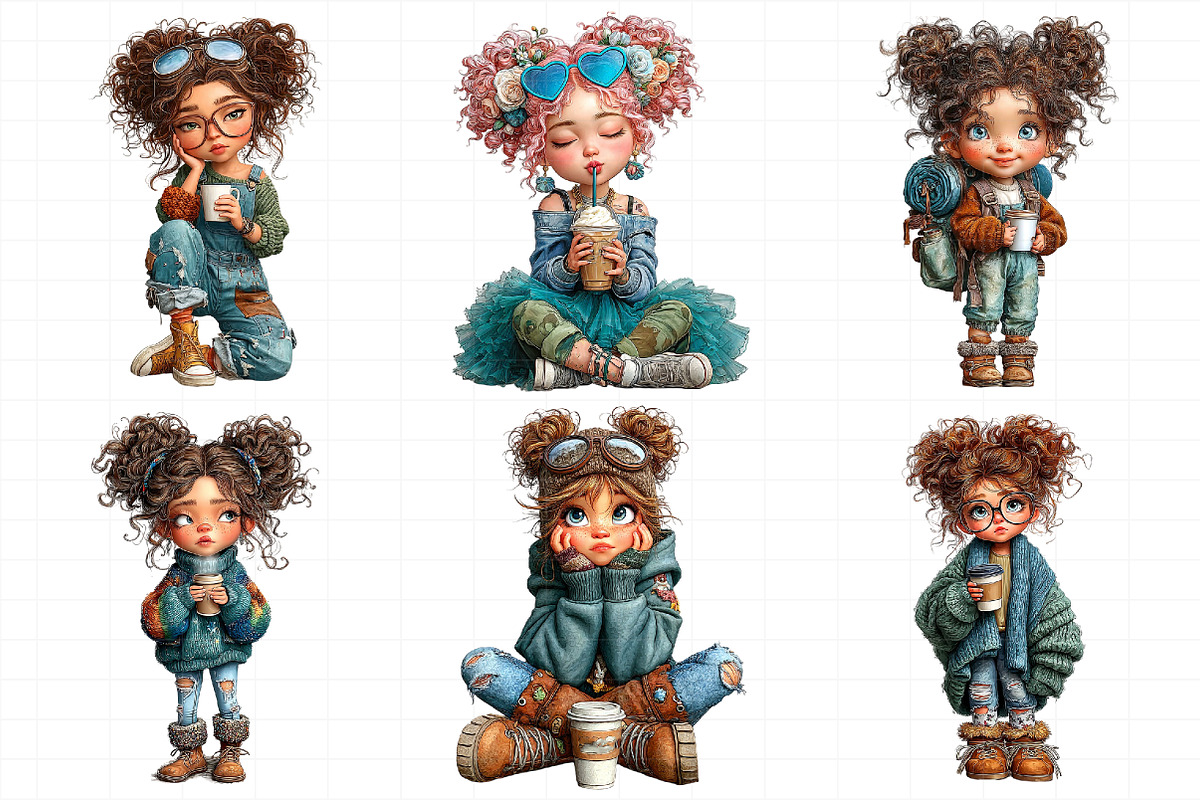 Whimsica Watercolor Coffee Girl Clip, a Person Illustration by Daily.Designs (Photo 3 of 5)